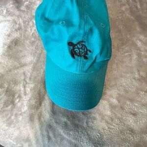 Turquoise Cap with Turtle Embroidery